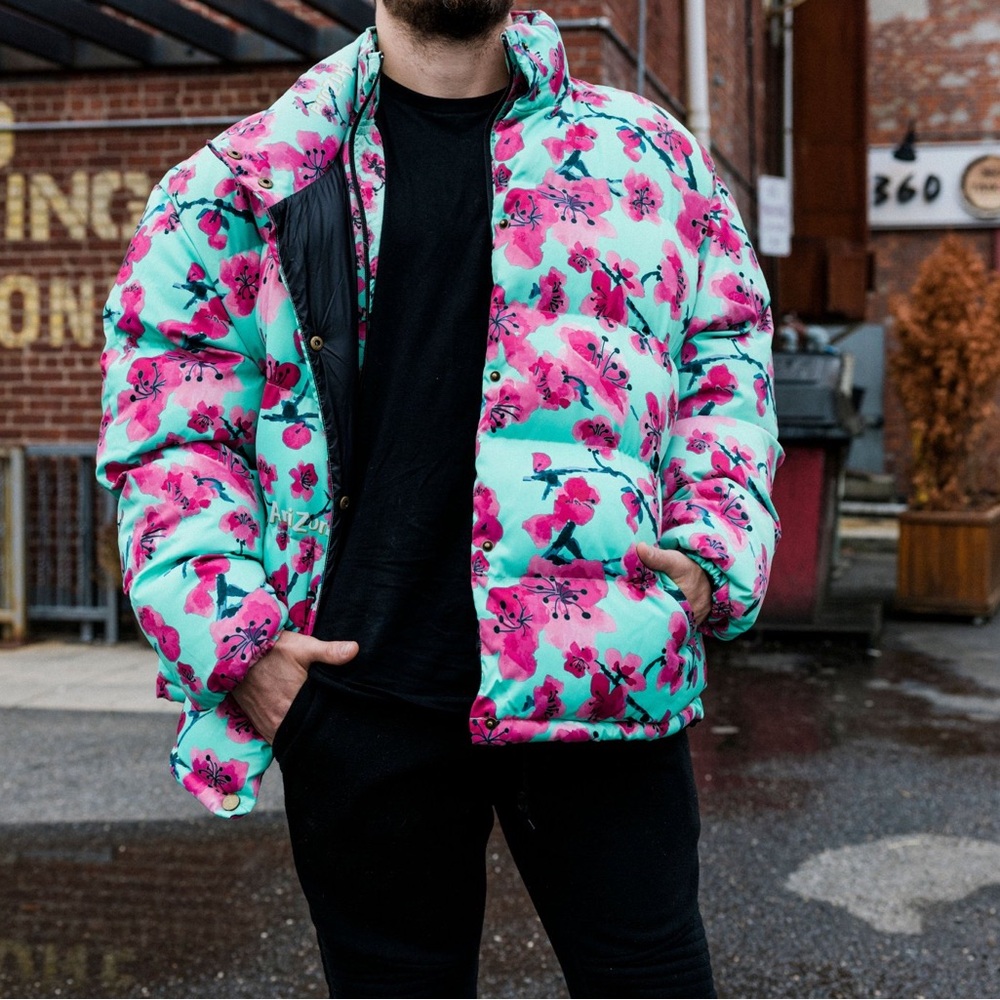 Arizona Green Tea floral Puffer Jacket / Coat
